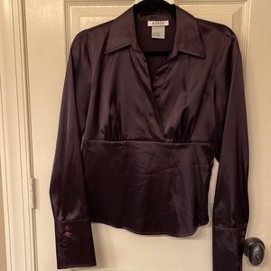 Plum satin like blouse